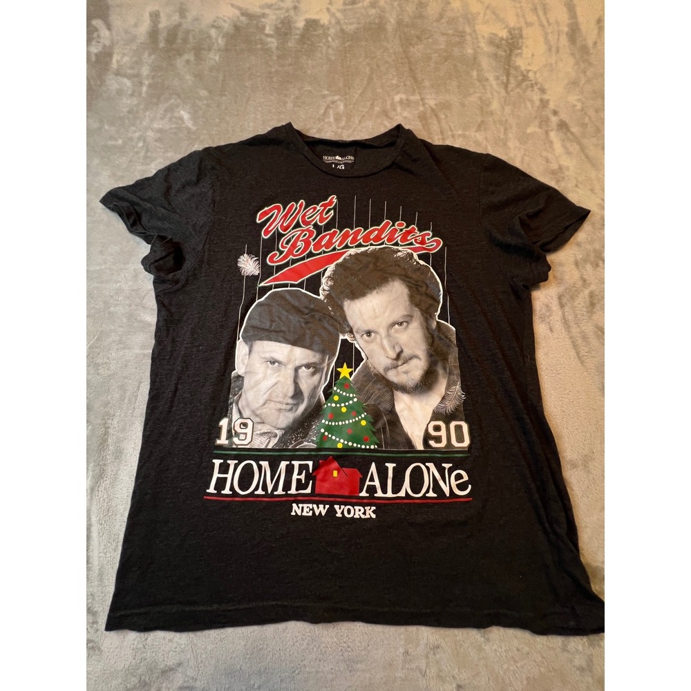 Home Alone Wet Bandits T-Shirt Mens Large Gray Graphic Tee Harry Marv 1990 NY